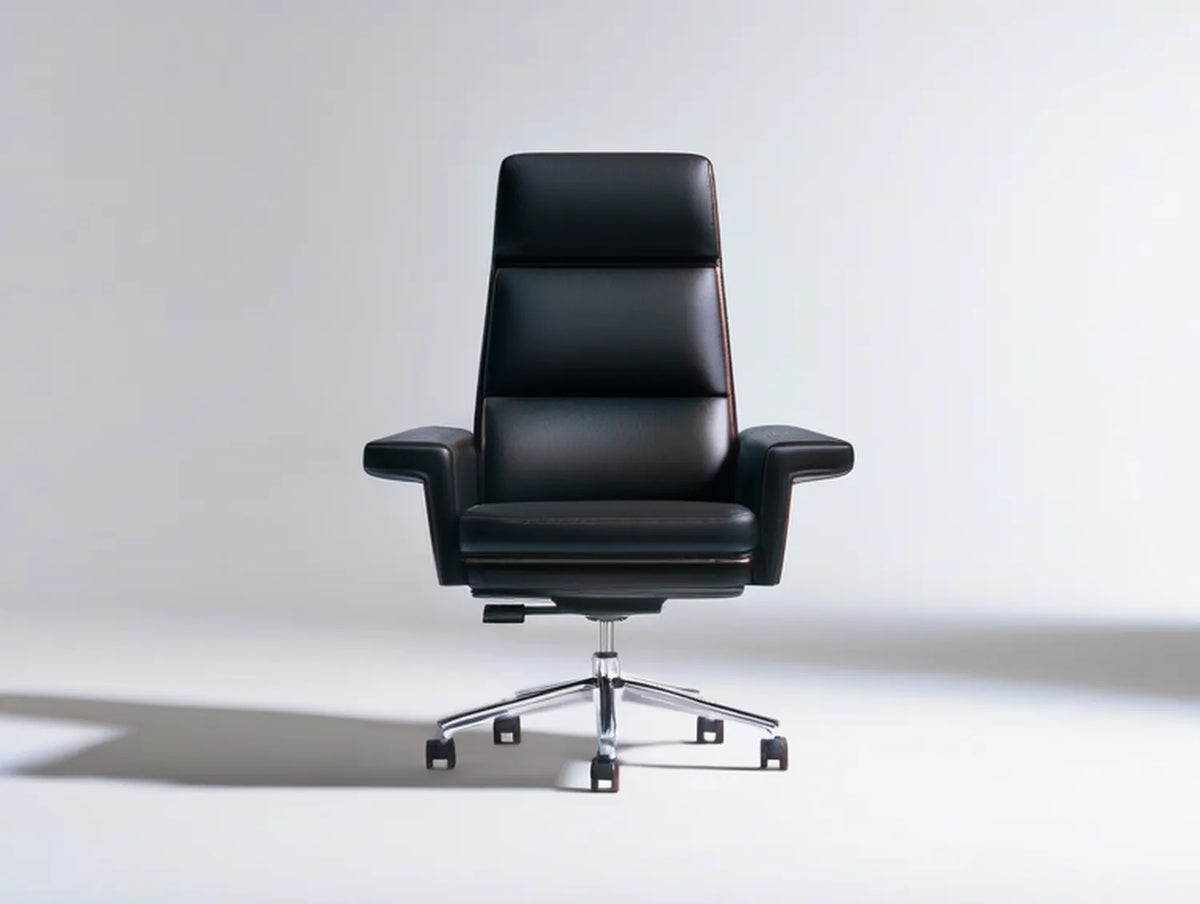 Executive High-Back Black PU Leather Office Chair, 27.6 x 27.6 x 46.5-50.4 in