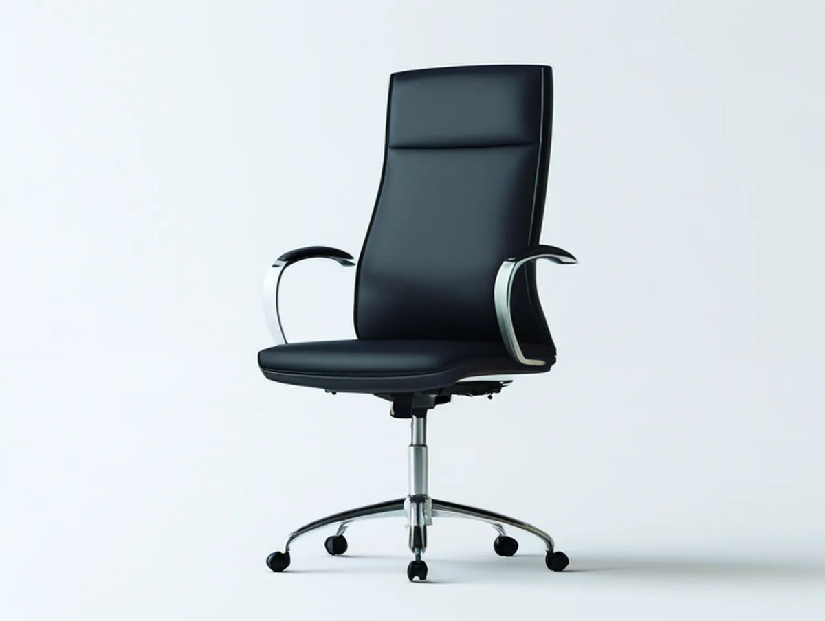 Black and Silver High-Back Executive Office Chair, Adjustable Height, 26 x 26 x 45-48 in