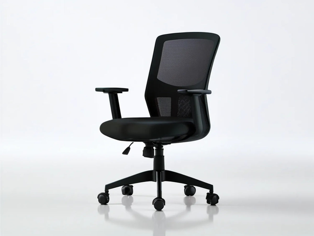 Black Mesh Office Chair with Adjustable Armrests, 25.6 x 25.6 x 38.6-42.5 in