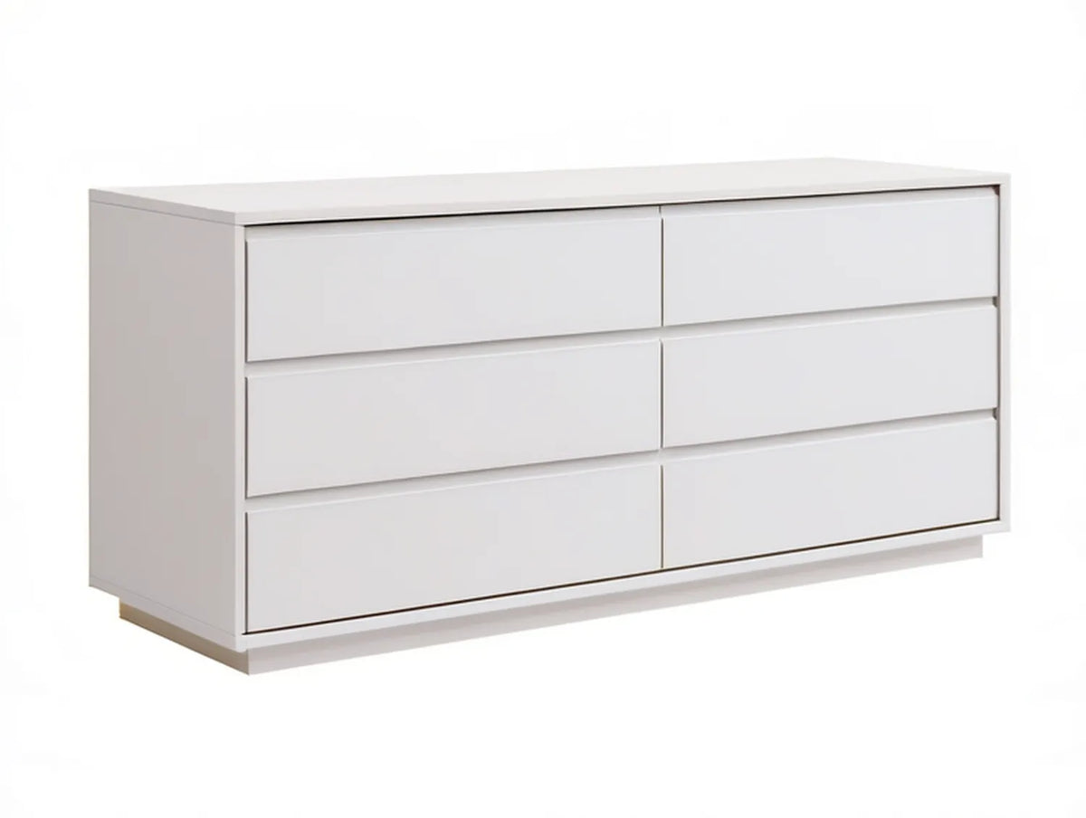 White 6-Drawer Double Dresser, 59.1 in W x 15.7 in D x 31.5 in H