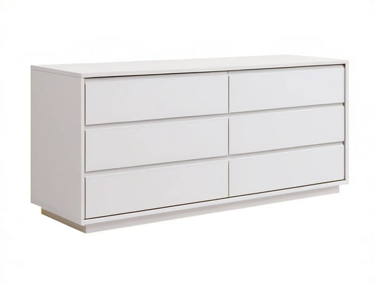 White 6-Drawer Double Dresser, 59.1 in W x 15.7 in D x 31.5 in H
