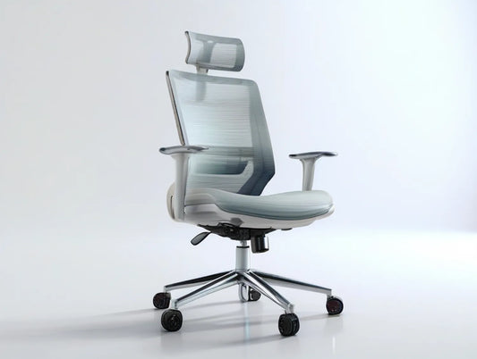 Gray Mesh Ergonomic Office Chair with Adjustable Headrest and Arms, 26.4 x 25.6 x 46.1-50.0 in