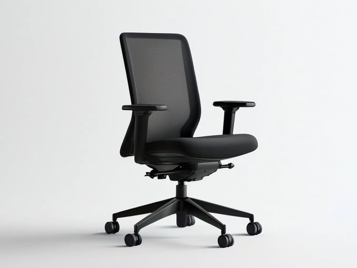 Black Ergonomic Mesh Office Chair with Adjustable Armrests and Lumbar Support, 25.6 x 25.6 x 39.4-43.3 in