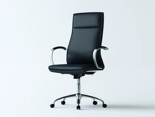 Black and Silver High-Back Executive Office Chair, Adjustable Height, 26 x 26 x 45-48 in