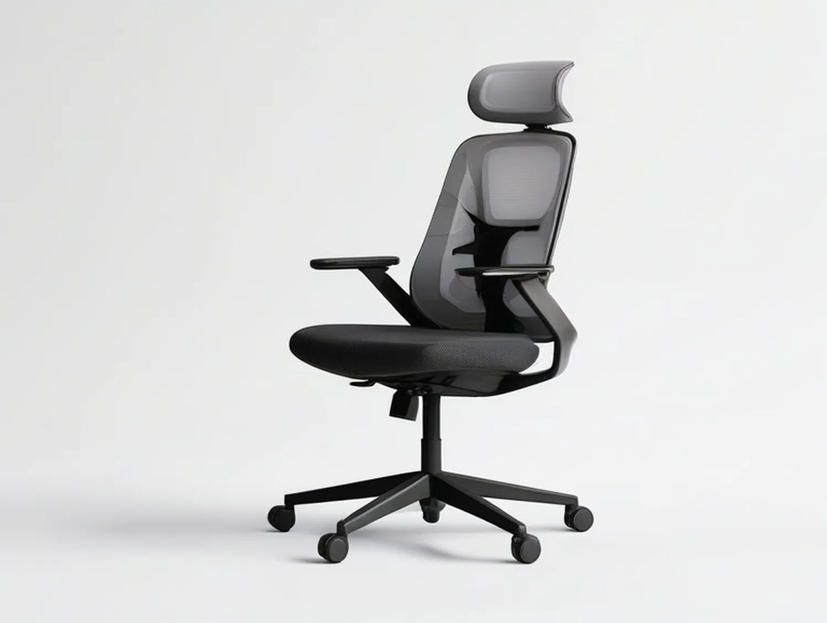 Black Ergonomic Mesh Office Chair with Adjustable Headrest, 25.6 x 25.6 x 43.3-47.2 in
