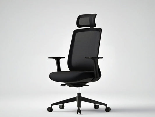 Black Ergonomic Mesh Office Chair with Adjustable Headrest, 25.6 x 25.6 x 46.5-50.4 in
