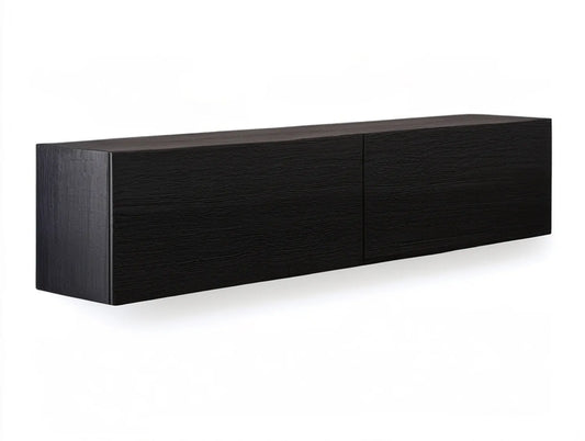 Black Wall-Mounted TV Stand with 2 Doors, 70.9 x 15.7 x 11.8 in