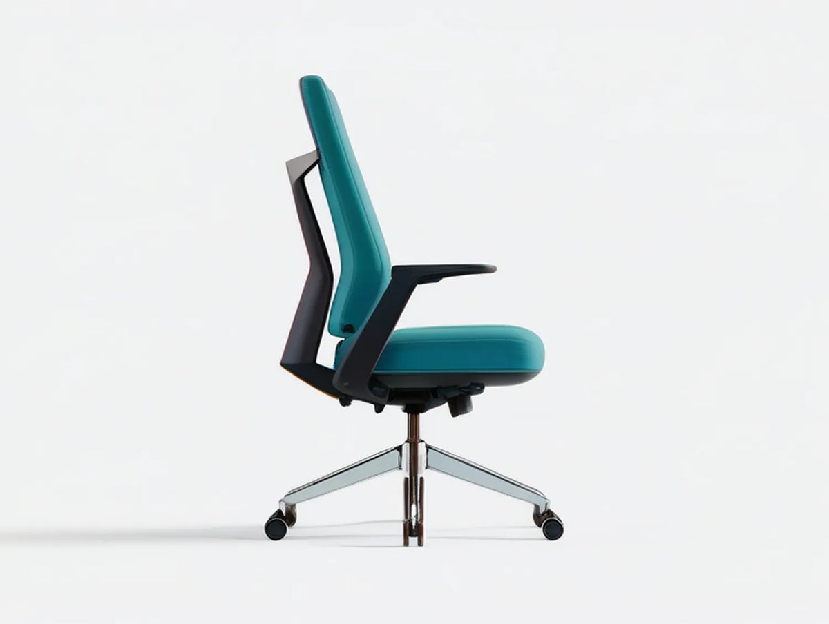 Teal Ergonomic High-Back Swivel Office Chair with Fixed Armrests, 25.6 x 25.6 x 44.5-48.4 in