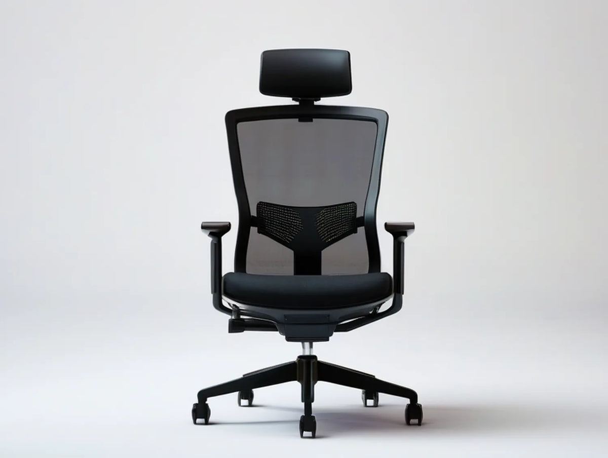 Black Ergonomic Mesh Office Chair with Adjustable Headrest and Lumbar Support, 26.4 x 26 x 45.3-49.2 in