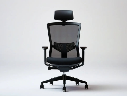 Black Ergonomic Mesh Office Chair with Adjustable Headrest and Lumbar Support, 26.4 x 26 x 45.3-49.2 in