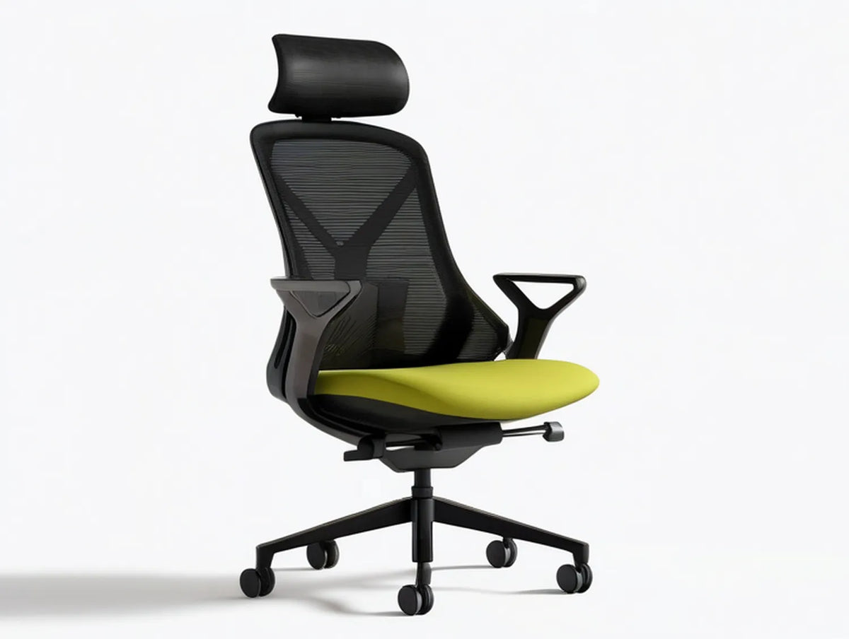 Ergonomic High-Back Mesh Office Chair with Headrest, Adjustable Arms and Lumbar Support, Black/Lime Green, 26 x 26 x 46.5-50 in