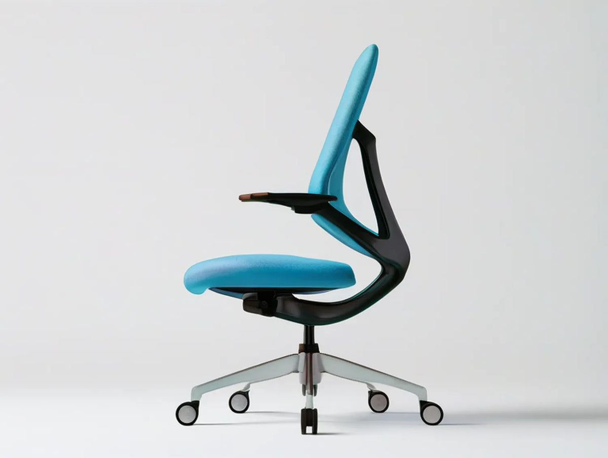 Ergonomic Adjustable Swivel Office Chair, Blue/Black/Silver, 25.6 x 25.6 x 40.6-44.5 in