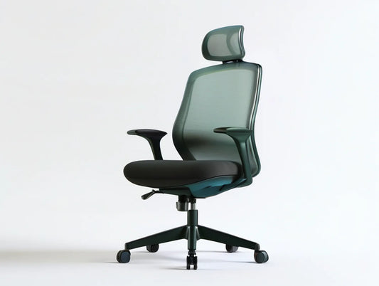 Ergonomic High-Back Mesh Office Chair with Adjustable Headrest and Arms, 26 x 26 x 46-50 in, Dark Green/Black