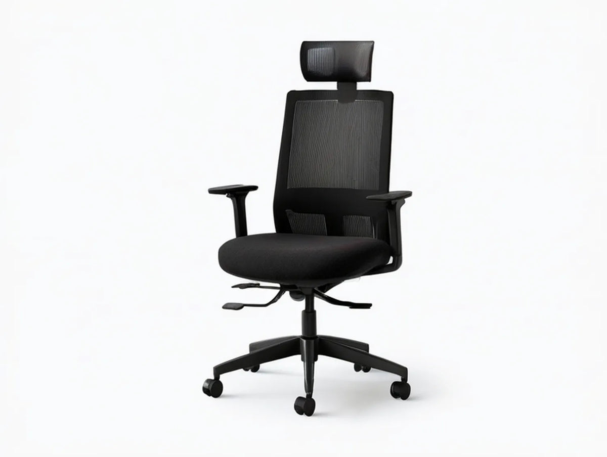 Black Ergonomic High-Back Mesh Office Chair with Headrest and Adjustable Arms, 26.4 x 26.4 x 45.3-49.2 in