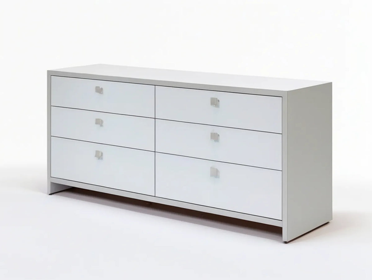 White 6-Drawer Engineered Wood Dresser, 60 in W x 18 in D x 30 in H
