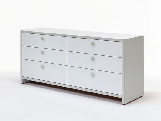 White 6-Drawer Engineered Wood Dresser, 60 in W x 18 in D x 30 in H