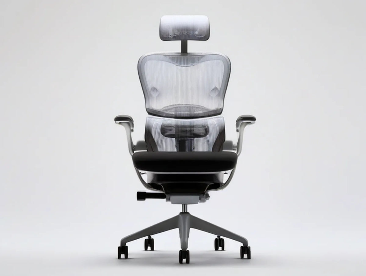 Ergonomic Mesh Office Chair with Adjustable Headrest and Lumbar Support, Black/Gray, 26.4 x 26.4 x 45.3-49.2 in
