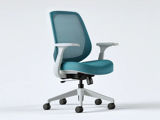 Ergonomic High-Back Mesh Office Chair, Teal/White/Black, 25.6 x 25.6 x 41.3-45.3 in
