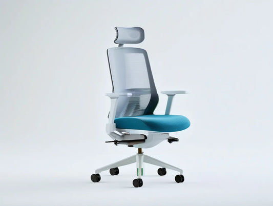 Ergonomic Mesh Office Chair with Adjustable Headrest and Lumbar Support, Blue/Light Gray/Black, 26 x 26 x 47-51 in