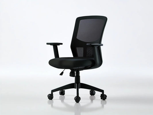 Black Mesh Office Chair with Adjustable Armrests, 25.6 x 25.6 x 38.6-42.5 in