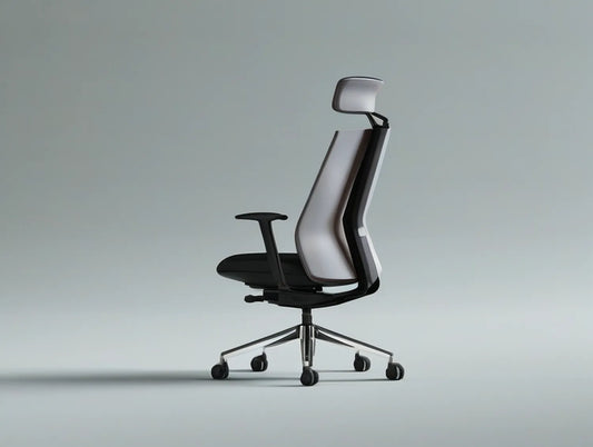 Ergonomic High-Back Office Chair with Adjustable Headrest, Black/White/Silver, 26 x 26 x 47-51 in